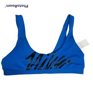 Women's Nike Multi Logo Scoop Neck Bikini Top Size Small Blue